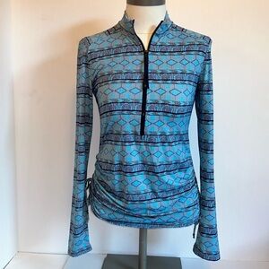 Carve Designs Blue & Gray Multi Long Sleeve 1/2 Zip Beach Surfing Top Women’s S